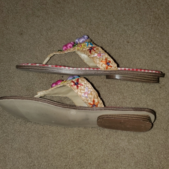 Bandolino Raffia Gingham Thong Toe Sandal, Size: 10, Tan Multi Color - Picture 4 of 9